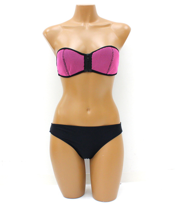 メッシュバイカラージップデザインビキニ