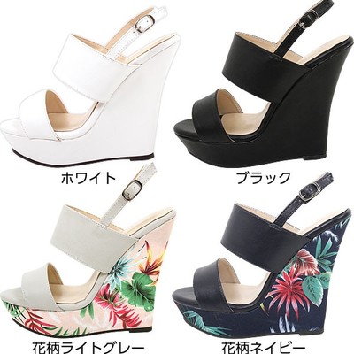 ダブルストラップウェッジサンダルシューズ