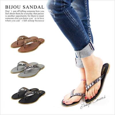 ビジュー トングサンダル 