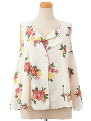 Oマルチフラワーノースリブラウス