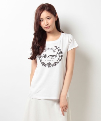 ニコちゃんマーク付きワンポイントプリントTシャツ