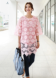 総フラワーレースシースルーワンピース