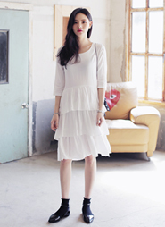 ティアードミディワンピース