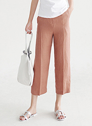 9分丈クロップドリネンパンツ・