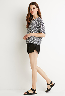 ボクシーアブストラクトプリントトップ