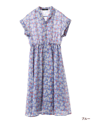 ヴィンテージ花柄開襟ワンピース