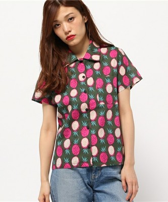 レトロフルーツ柄開襟シャツ