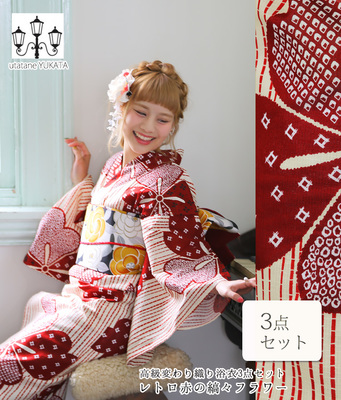 レトロ赤の縞々フラワー