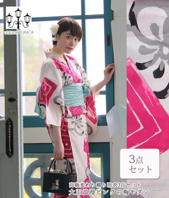 大正浪漫ピンクの梅モダン