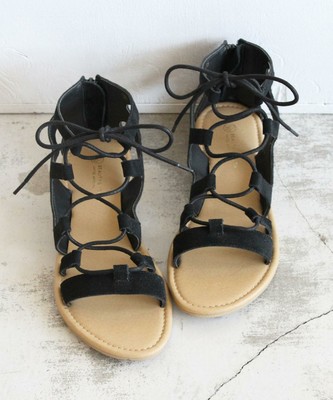 スウェード レースアップサンダル