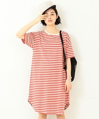 ボーダー クルー ショートスリーブ ワンピース