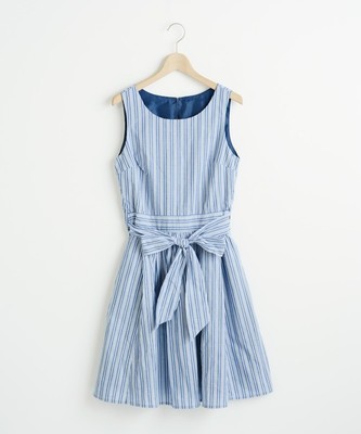 リボン付ストライプワンピース
