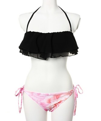 シフォン×ぼかしフラワーバンドゥビキニ 水着