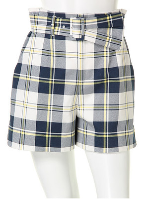 ベルト付チェックショートパンツ/Rirandture