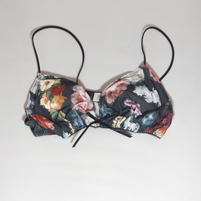 soft bra&shorts black flower