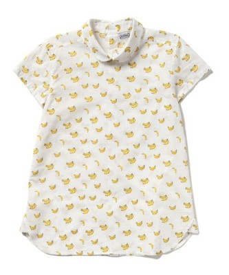 BEAMS BOY / バナナ柄 バックボタンブラウス