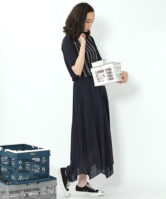 綿レーヨンフーラードヘムマキシスカート