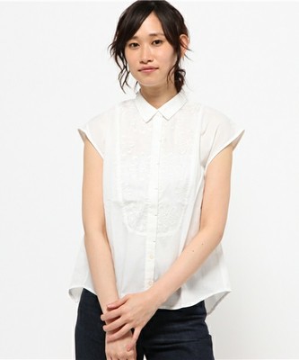フロントレースミックスノースリーブシャツ