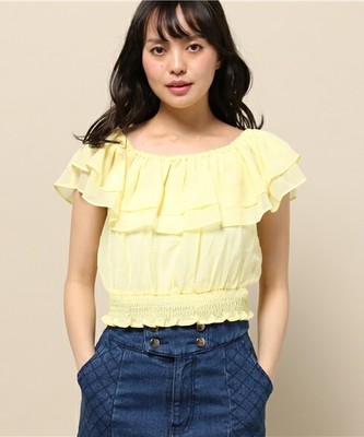 AULI ギンガムオフショルショートプル