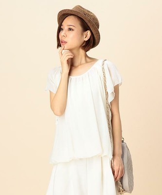 袖フリルバル-ンブラウス