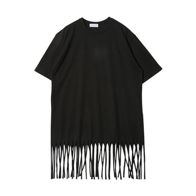 フリンジTシャツワンピース (ブラック)