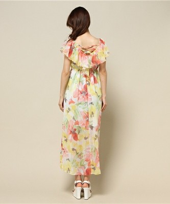 CECIL McBEE(セシルマクビー)大花柄フリルマキシワンピース