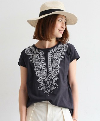 BYBC ボヘミアン刺繍ショートスリーブ