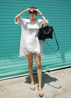 タッセルVネックオーバーワンピース・全1色・b44980