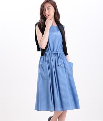 ギンガムポケット付きワンピース 
