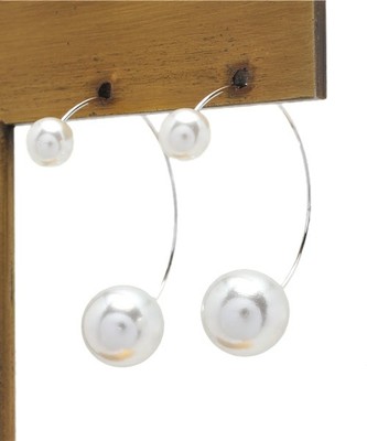 ツイン樹脂パールフープピアス