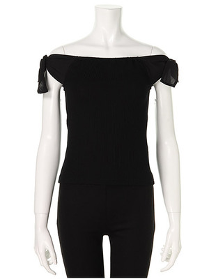 テレコショルダーリボントップス