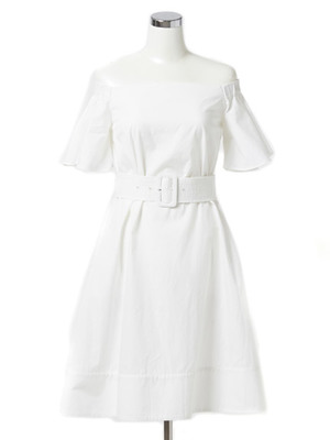 シャンブレーオフショルワンピース