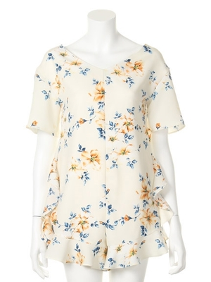 プリントフリルロンパース