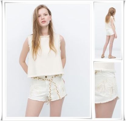 ZARA★2015SS★刺繍入りデニムホットパンツ