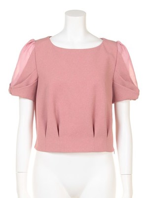 New袖リボンクロップドブラウス