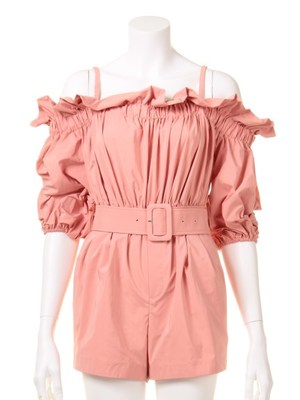 ベルト付きオフショルオールインワン