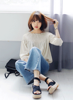 シャーリング2wayブラウス