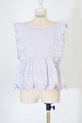 フリルエンブロイダリーブラウス