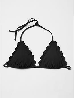 Scallop-trim triangle bikini top