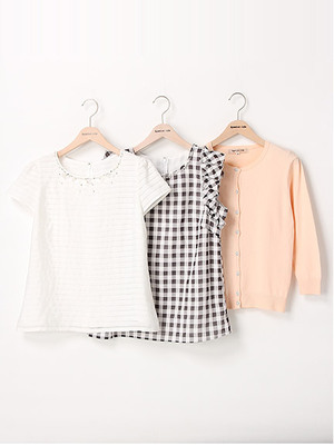 ギンガムブラウス付きトリプルアンサンブル