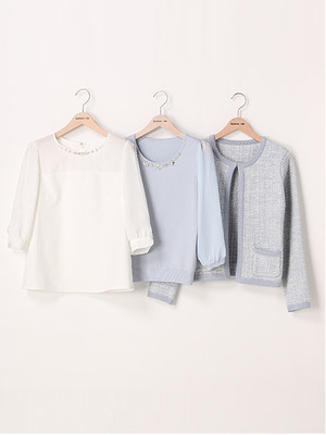ジャケット風カーデ付きトリプルアンサンブル