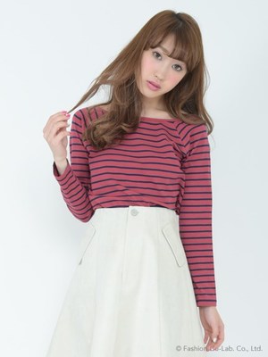 オフショルボーダーカットソー