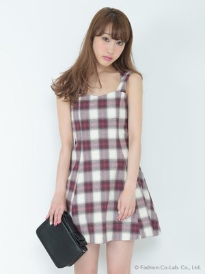 ネルチェックフレアワンピース