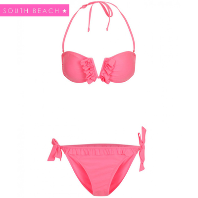 バンドゥビキニ セット フリル ピンク