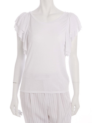 COCODEAL（ココディール）T/R天竺カスケードフリルTシャツ