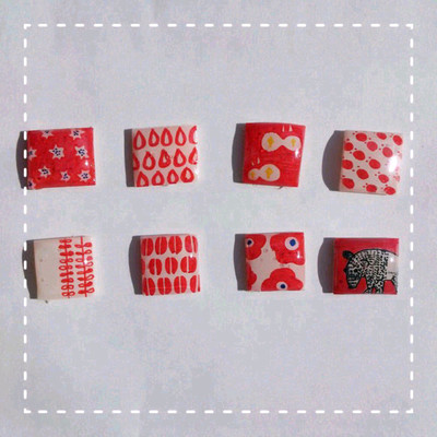 北欧柄イヤリングorピアスor指輪（赤）