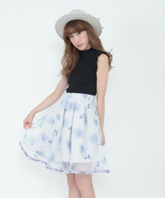 オーガンジーフラワースカート