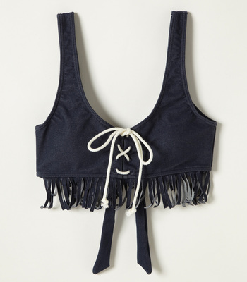 LACE UP FRINGE BIKINI TOP