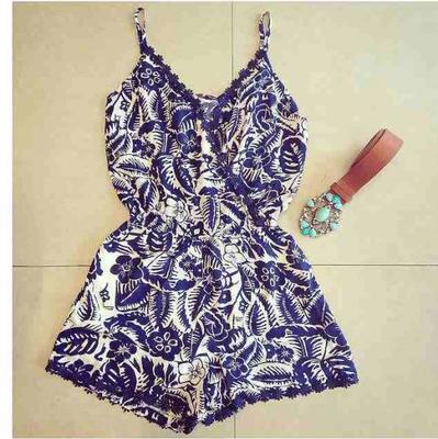 アロハ総柄 トロピカルキャミソール ロンパース