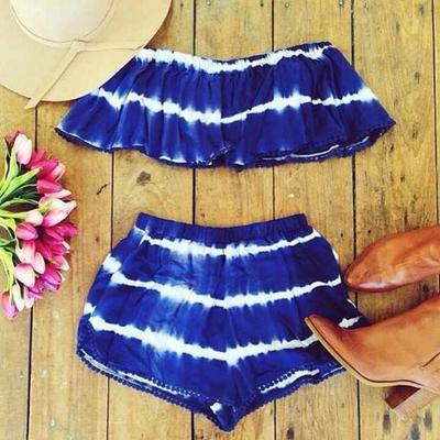 ２セット タイダイ セットアップ オフショルダー セットアップ ショートパンツ